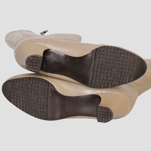 Vintage 80's / 90's Beige White Cross Leather Lined Women dressy Booth Size 8 - Picture 12 of 12